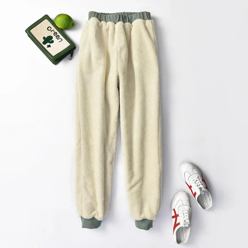 

Plus Size Thick Lambskin Cashmere Women Pants Winter Warm Harem Pants Casual Elastic Waist Loose Sweatpants Cotton Trousers