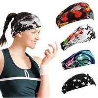 women hairband headband boho sports running bandage elastic girl wide headband printed wide bandana headwear