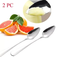2pc home thick stainless steel grapefruit spoon ice cream dessert spoon serrated edge fruit coffee stirring spoons tea spoons