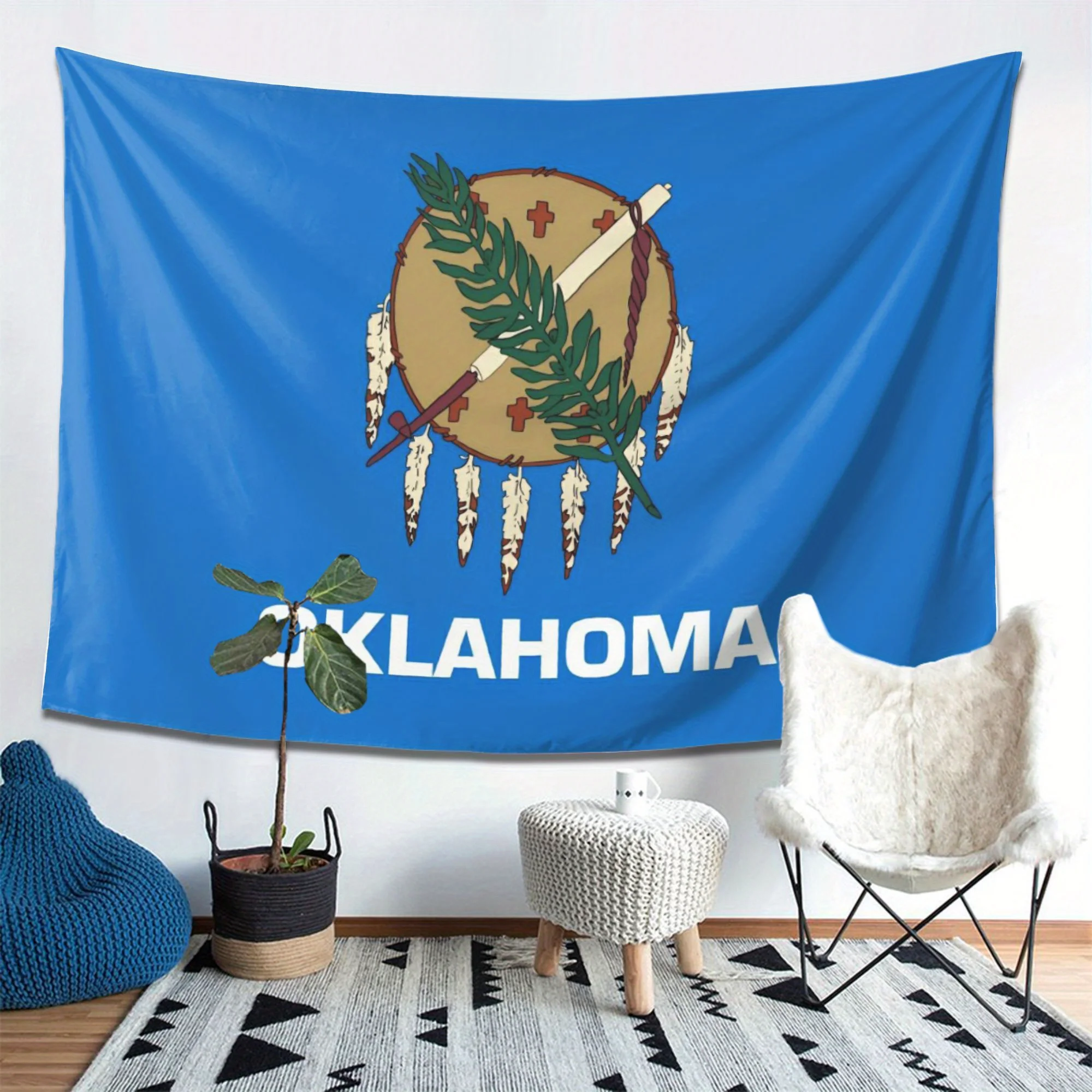 Гобелен с флагом штата Оклахома — современное настенное искусство для домашнего