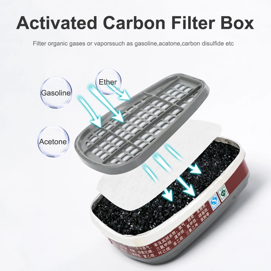 Chemicals 6200 Facial Gas Respirator Mask Paint Spray Carbon Cartridge Filter Rubber Chemical Industry Decoration Protection |