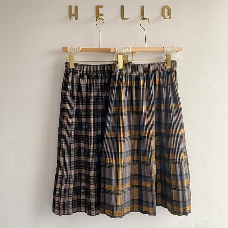 

ZOKI High Waist Women Skirts New 2023 Spring Vintage Plaid A Line Ladies Midi Skirts Casual Korean Elegant Female Grey Faldas
