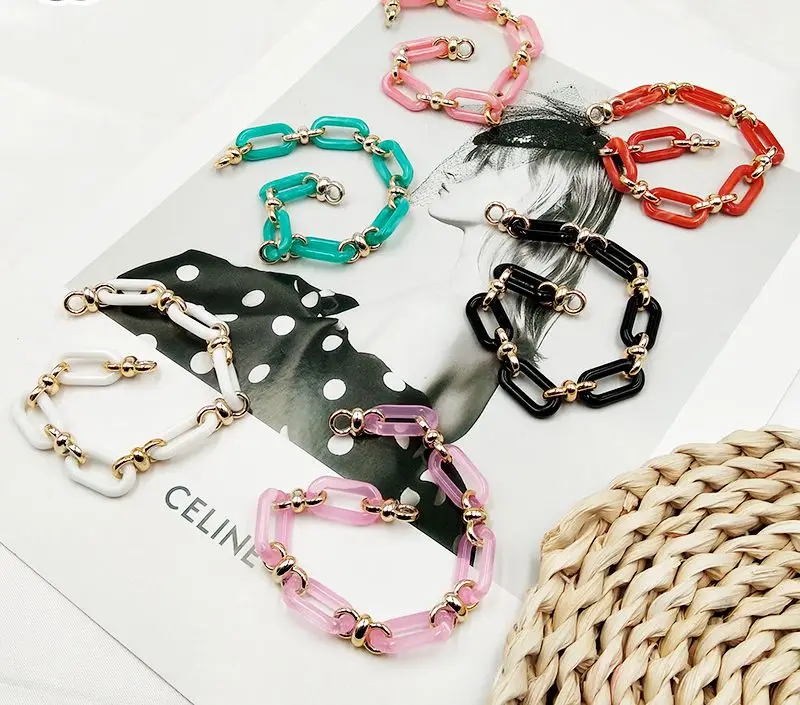 Цветные акриловые цепочки-коннекторы для очков, 11 х20 мм, 100 шт./партия, «сделай сам», цепочки для очков, фурнитура и компонент для ювелирных изделий, N032