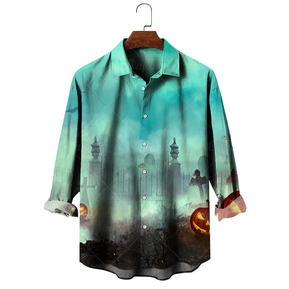 

Molilulu Men's Halloween Print Casual Holiday Series Plus Size Long Shirts