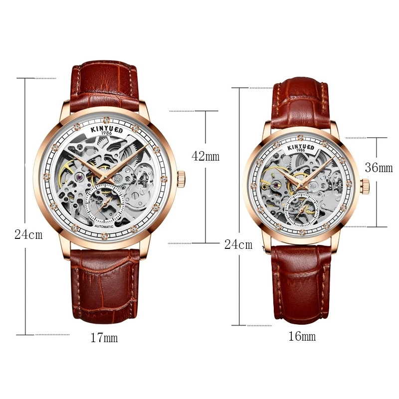 KINYUED Mechanical Lovers Watches Automatic Women Watch Men Waterproof Fashion Brand Couples Wristwatches Relojes Para Hombres