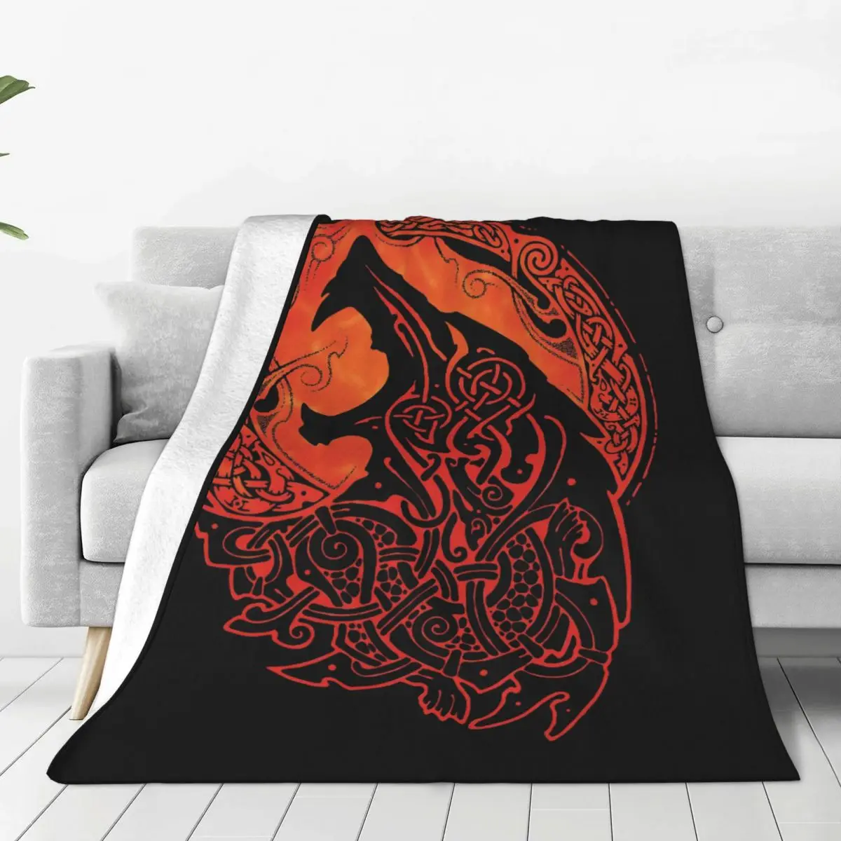 

Norse Mythology Vikings Fenrir Wolf Blanket Flannel Textile Decor Ultra-Soft Throw Blankets for Bed Outdoor Bedding Throws