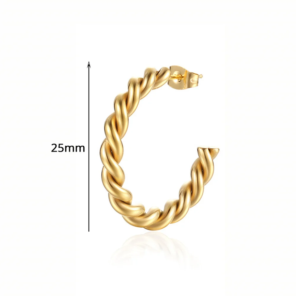 Корейские Витые Серьги-кольца Для Женщин Золотые Серьги-гвоздики Из Нержавеющей