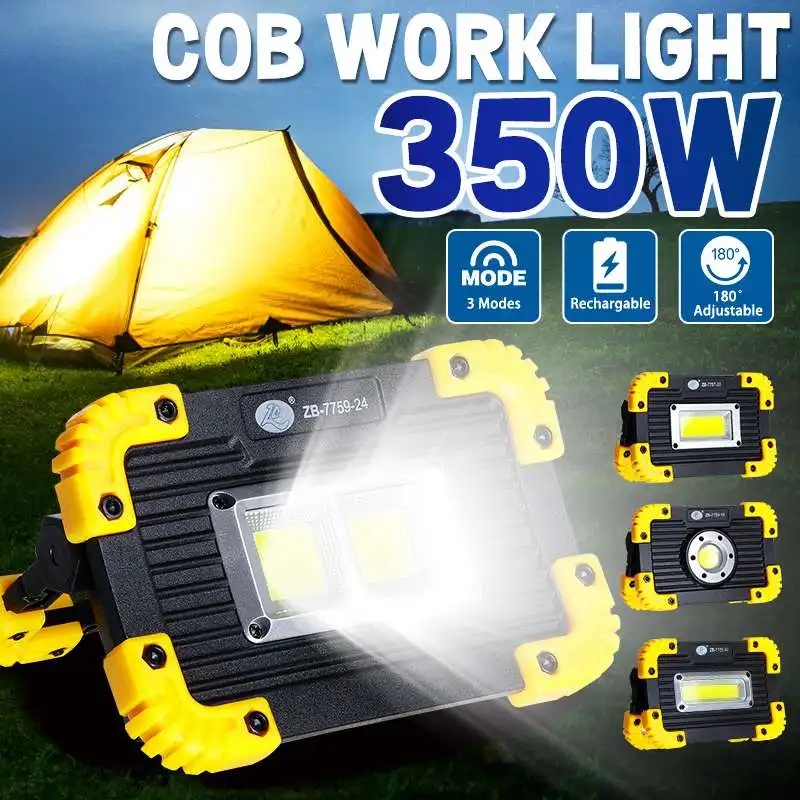 

350W Portable Lanterns COB LED Floodlight USB Rechargeable Lamp Outdoor 3 Modes Rechargeable Camping Lamp