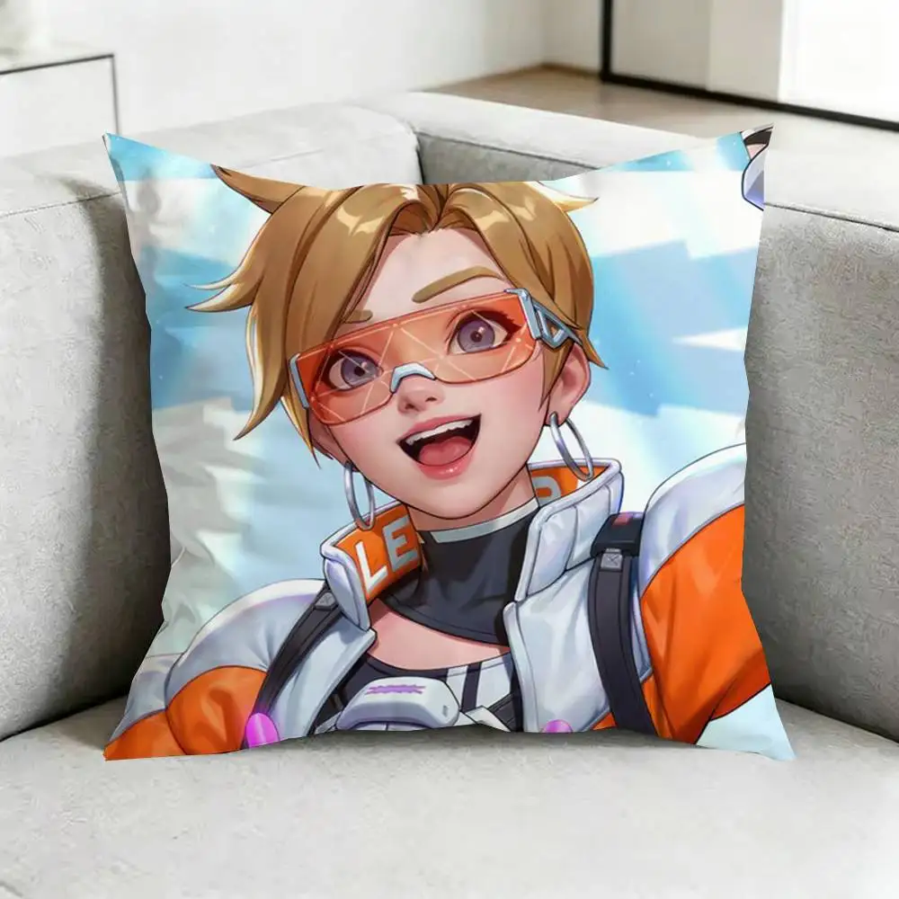 Фото Наволочка Pop Game O-Overwatch-H, квадратная двусторонняя наволочка для дивана, чехол для подушки для спальни, прикроватная подушка, подарок №2