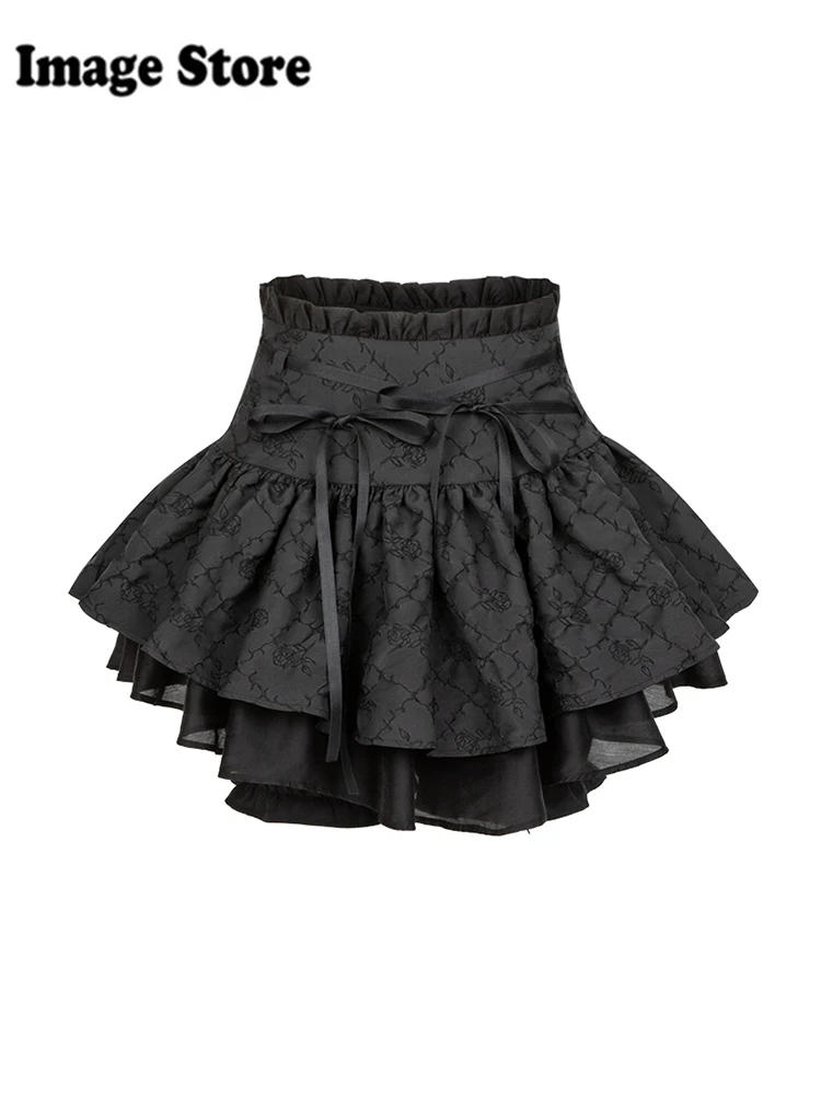 Женская винтажная мини-юбка в стиле Лолиты Gyaru Coquette Chic Y2k с рюшами