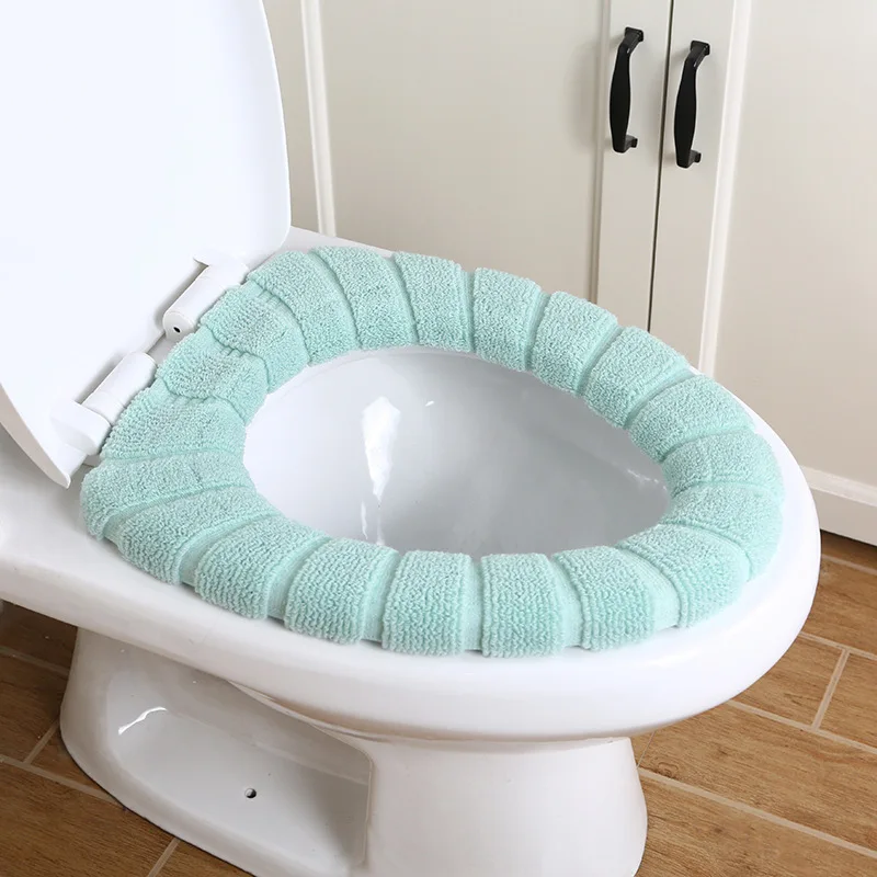 

Toilet Seat Cover Keep Warm Pumpkin Pattern Closestool Mat Knitting Soft O-shape Pad Toilet Seat Washable Bathroom Accessories