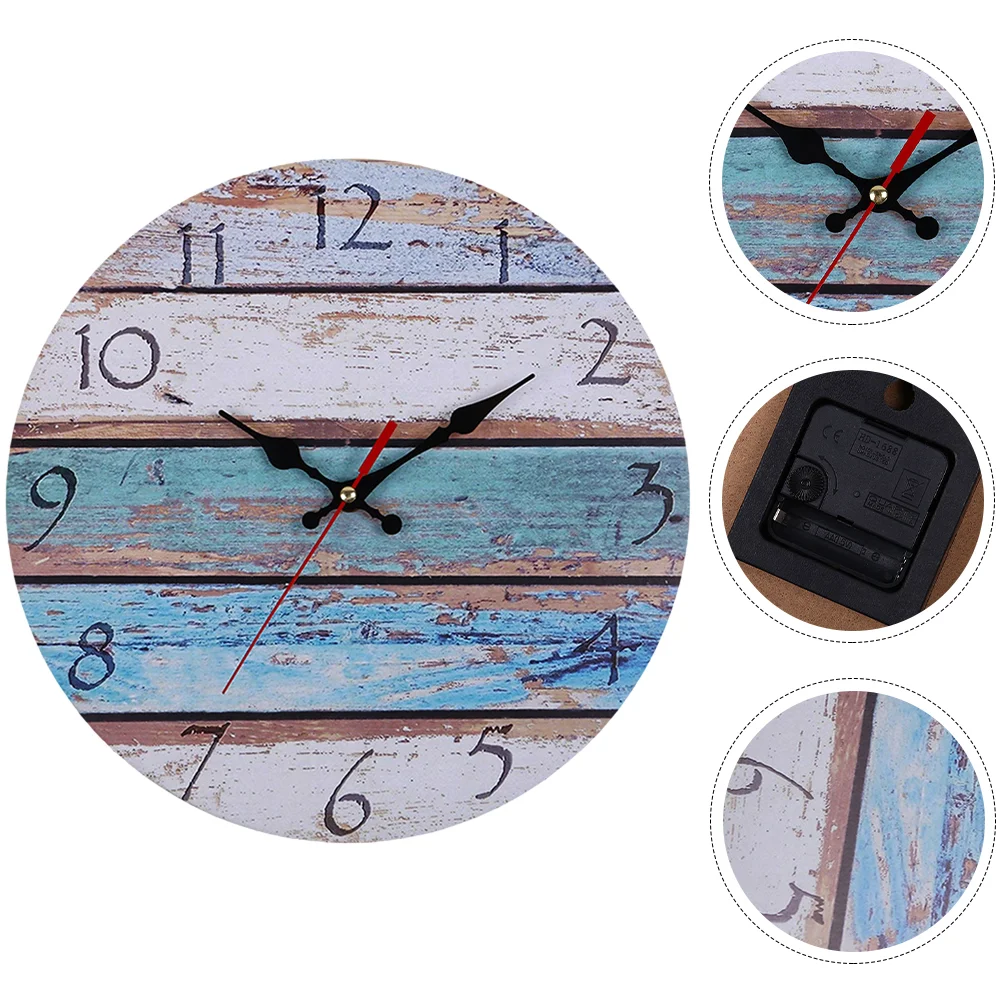 

Clock Wall Hanging Decorativeclocks Kitchen Mute Decor Retro Silent Vintage Farmhouse Walls Wooden Room Living Round Office