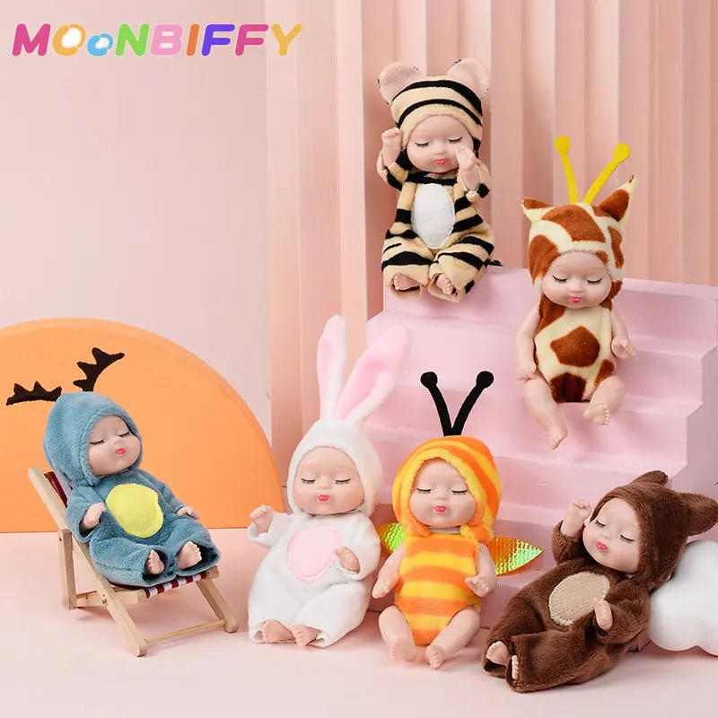 

1 Pieces 11*5cm Sleep Baby Doll Cute Animal Baby Doll 3.5inch Height Simulated Reborn Baby For Children''s Toy With Clothes