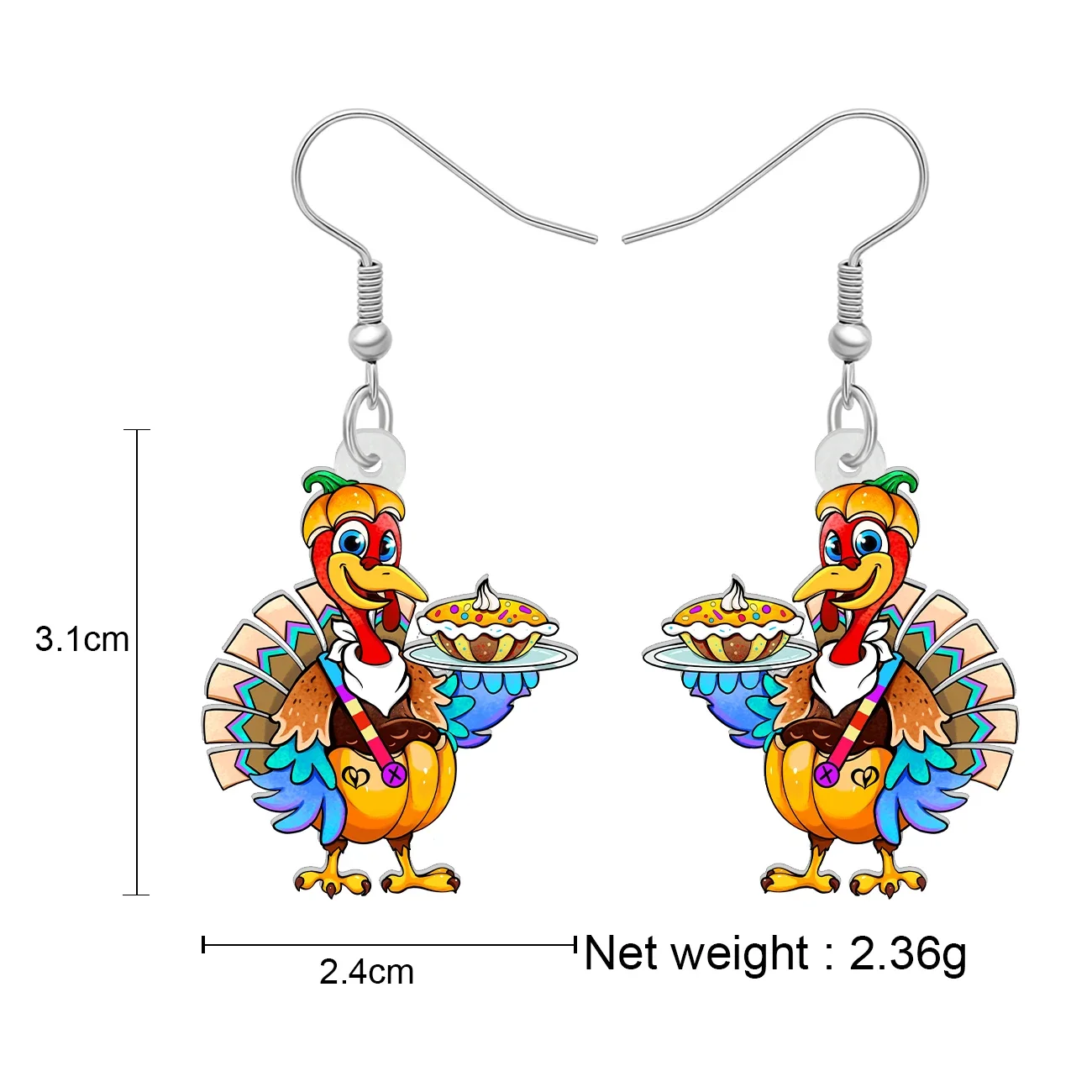 Акриловые серьги-подвески в виде тыквы индейки