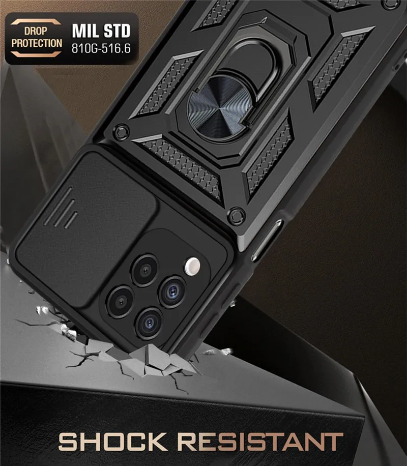 Чехол для Samsung Galaxy A12 бронированный противоударный чехол с кольцом-держателем M12