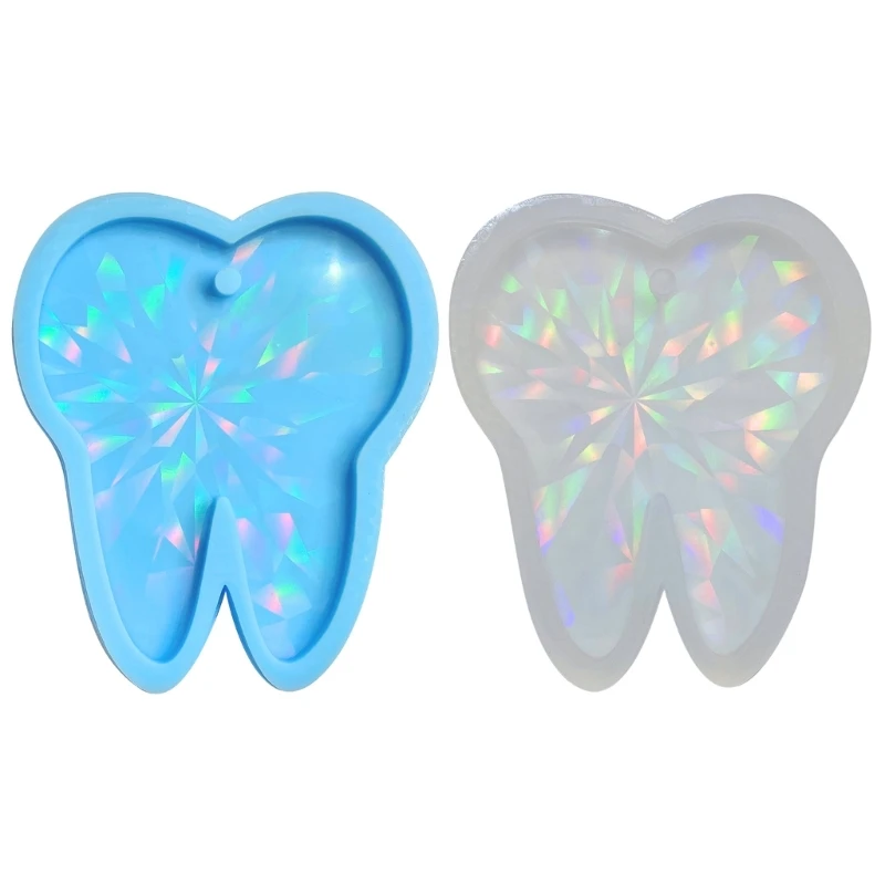 

H9ED Big Tooth Light and Shadow Ornaments Silicone Epoxy Keychain Molds DIY Pendant Jewelry for Valentines Gift