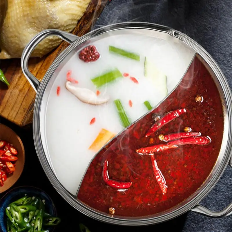 

Горшок с двойным вкусом домашний из нержавеющей стали горячий горшок Shabu горячий горшок с разделителем для индукционной плиты кухонная плита мандарин кастрюля для приготовления утки