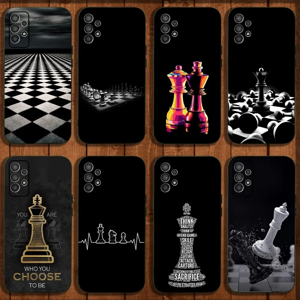 Чехол для телефона Шахматная доска Samsung Galaxy A13 A21s A22 A31 A32 A52 A53 A71 A80 A91 мягкий черный