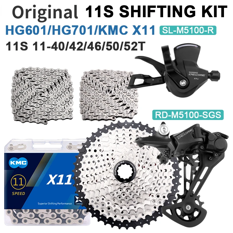 

Deore M5100 1x11 Speed MTB Derailleurs Group Right Shifter KMC X11 Chain 11S Cassette 42T 46T 50T 52T Bike 11V Groupset
