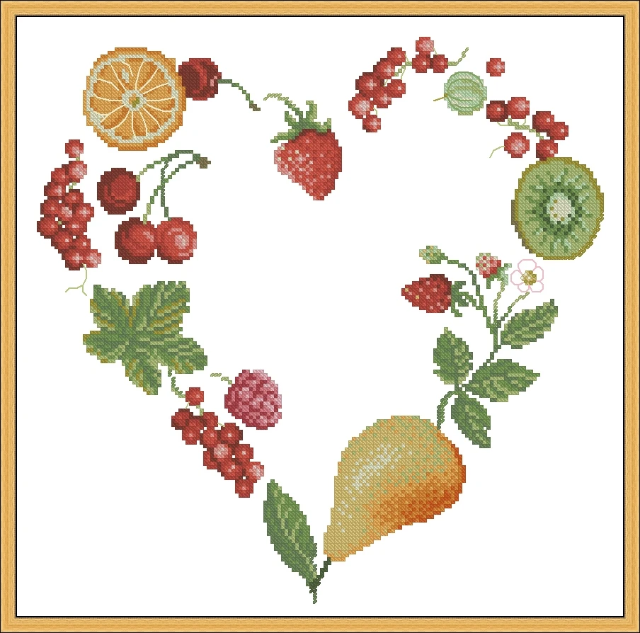 Венок с фруктами в форме сердца 39-39 наборы для вышивки крестиком хлопковая одежда