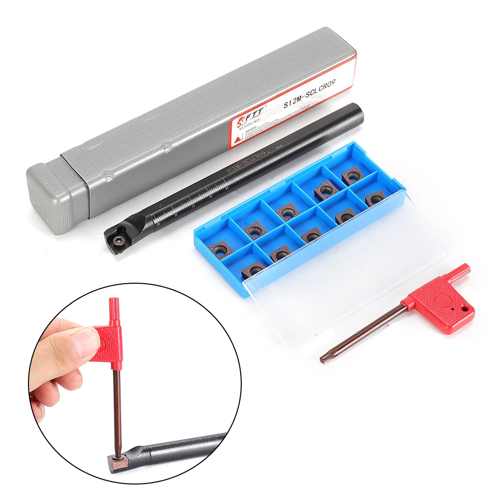 

S12M-SCLCR09 Turning Tool Holder With CCMT09T304 Blade SCLCR Boring Bar Indexable Boring Bar Lathe Solid Boring Bar Threadingֲ