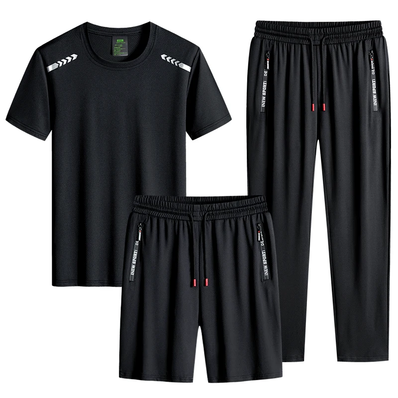 Мужской Быстросохнущий Спортивный костюм для бега из 3 предметов вискозы с
