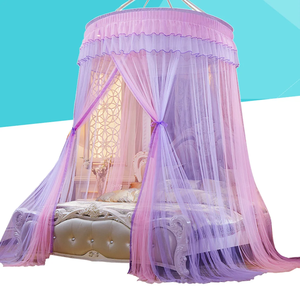 

Круглая купольная кровать, подвесная палатка, круглая москитная сетка, навес, купольная кровать, прочная сетка (розовая, фиолетовая)