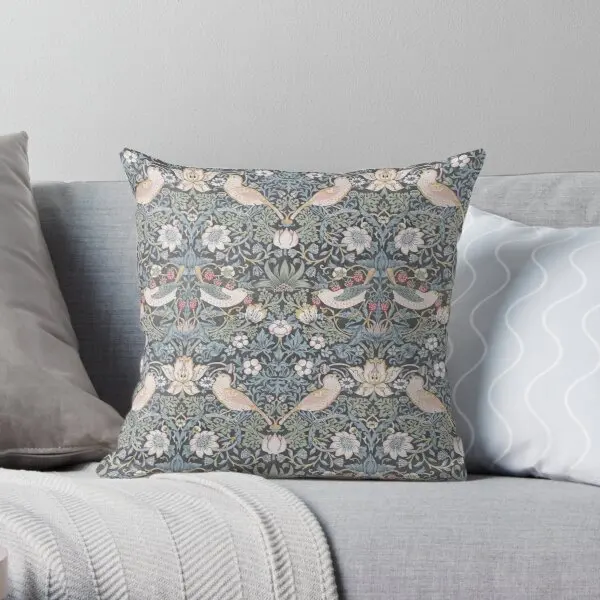 

William Morris Strawberry Thief Ink Blue Printing Throw Pillow Cover Office Decorative Comfort Throw Bed Pillows not include