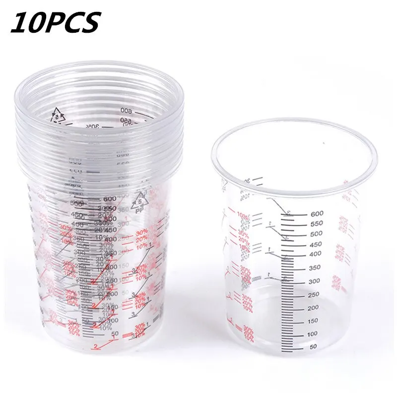 

10pcs High Quality Plastic Paint Mixing Cup 600ml Mixing Pot Paint Mixing Calibration Cup For Precise Mixing Of Paint And Liquid