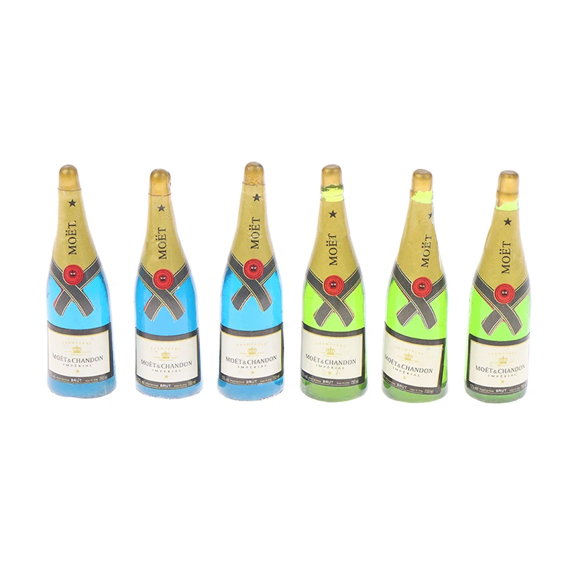 

5pcs 1:12 Dollhouse Resin Miniture Beverage Bottle Simulation Drinks Model Toys For Doll House Decoration
