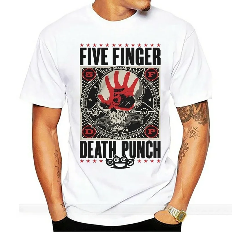 Летняя футболка с коротким рукавом размера плюс Death Punch FFDP мужская белая в стиле