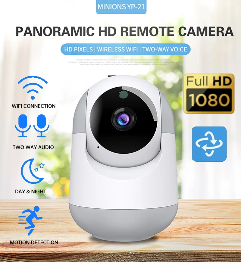 

YP21-1 Moving Head Camera 100W Pixel Infrared Night Vision Remote Surveillance Camera Home Security Cameras CCTV Kit For Home