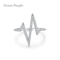 green purple genuine s925 sterling silver lightning ring for women dazzling clear zirconia simple design wedding gift anillos