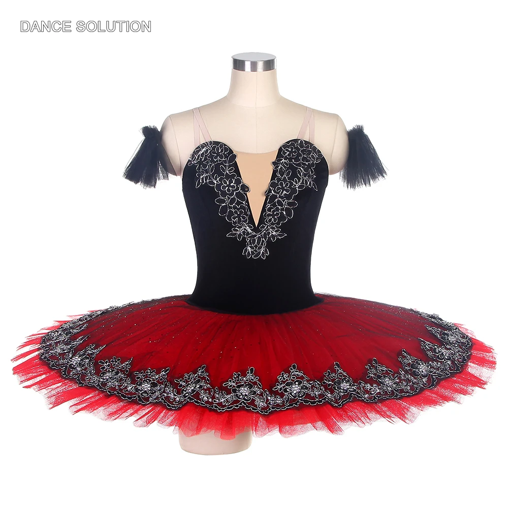 

Черный бархатный лиф с красной юбкой-пачкой для девушек и женщин, балетная пачка, Костюм Балерины, сценическая одежда для танцев, BLL044