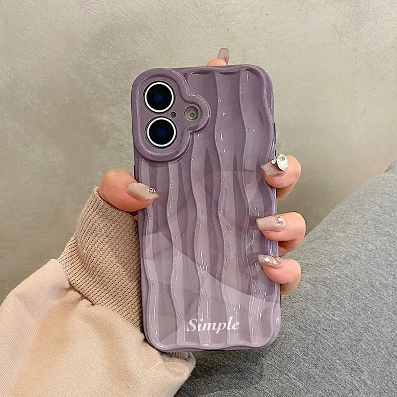 Чехол для телефона с градиентным серым волнистым узором iPhone 16 15 14 13 12 Pro Max мягкая