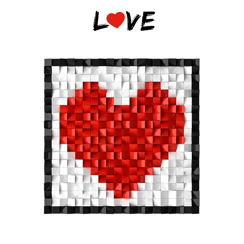 

The Love Heart Art Moc Building Blocks Assembly Slope Bricks Parts For Lover Valentine's Wedding Anniversary Gift Toy Blockblock