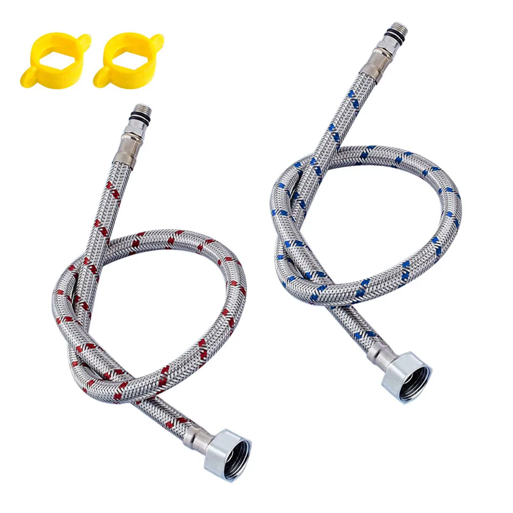 G1/2 G3/8 G9/16 50cm 1 pair Stainless Steel Flexible Plumbing Pipes Cold Hot mixer Faucet Water supply pipe Hoses bathroom part