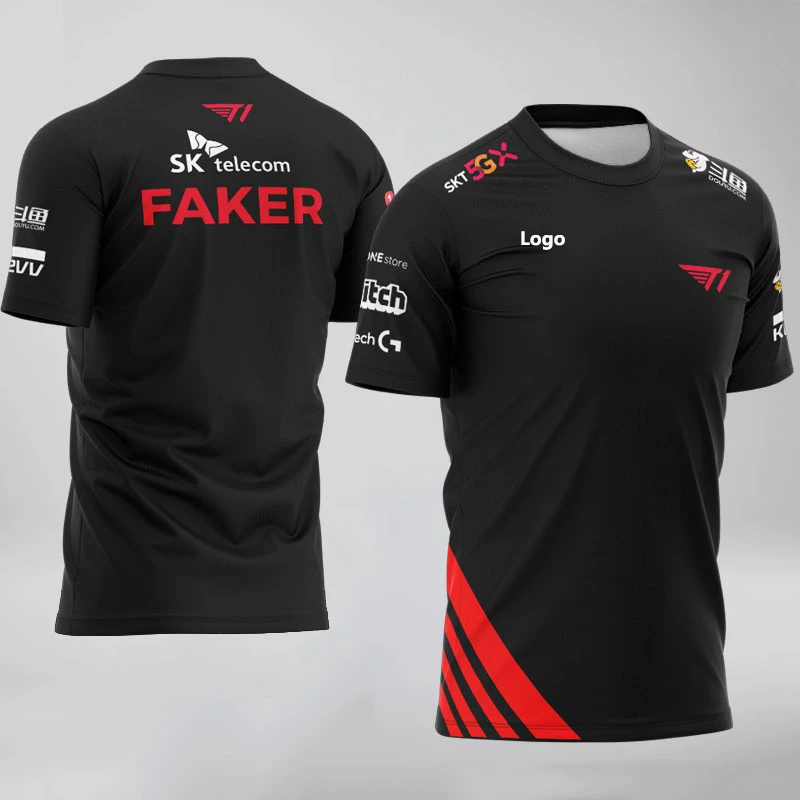 

2021 new T1 team jersey game LOL summer team uniform conquest short sleeve T-shirt LPL IG RNG TES than FPX miss SKT team