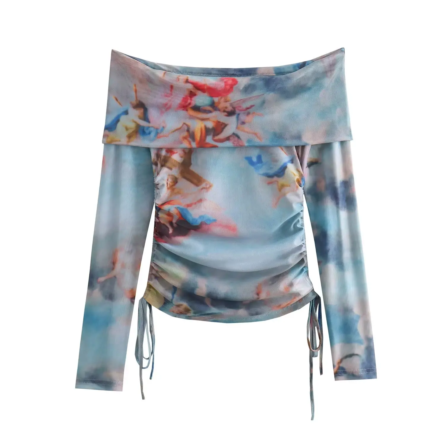 

Женская Винтажная футболка с длинным рукавом и принтом