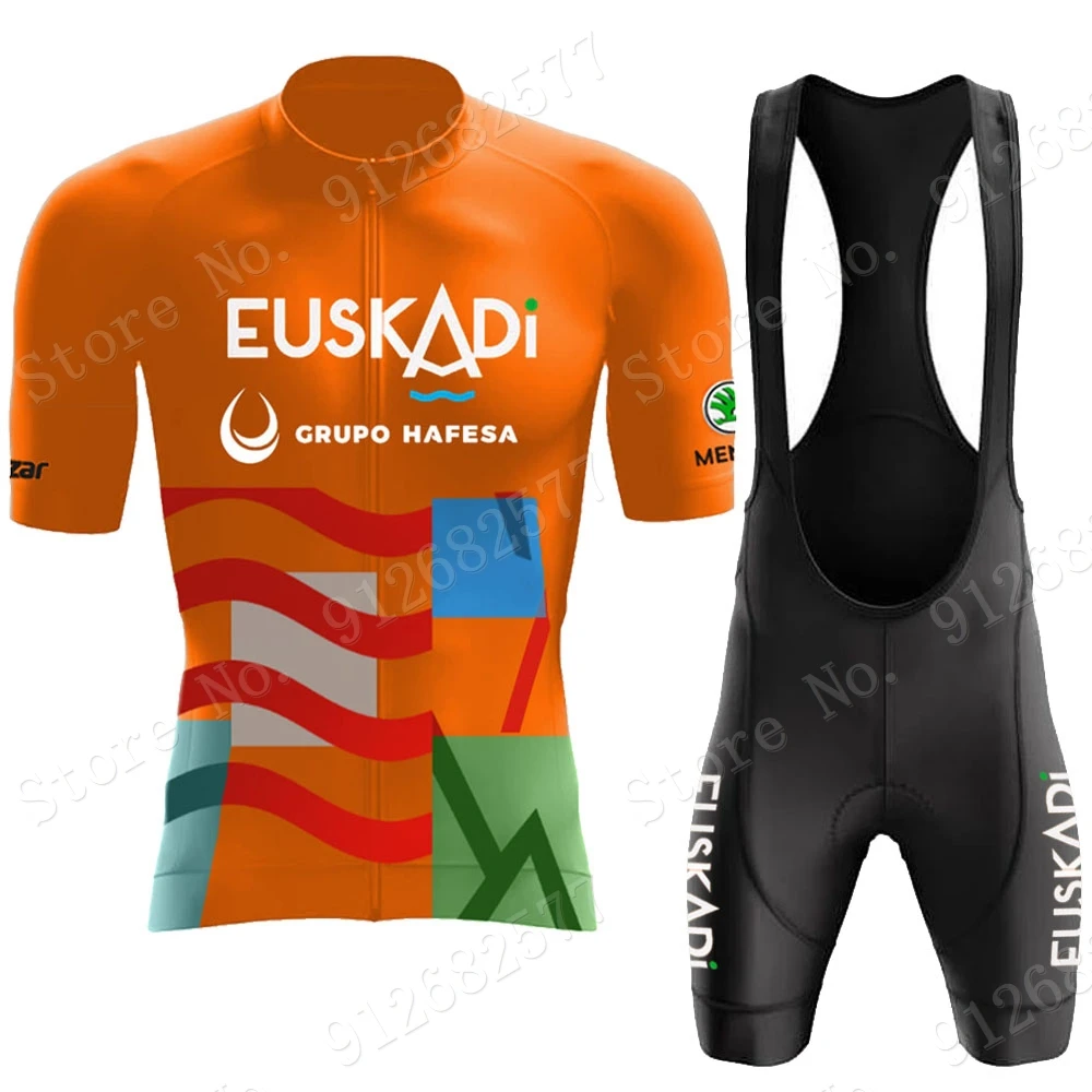 Комплект одежды для велоспорта Euskaltel Euskadi Team 2022 оранжевая одежда шорты-комбинезон