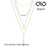 bipin womens multi layer stainless steel pendant necklace pendant necklace set wholesale