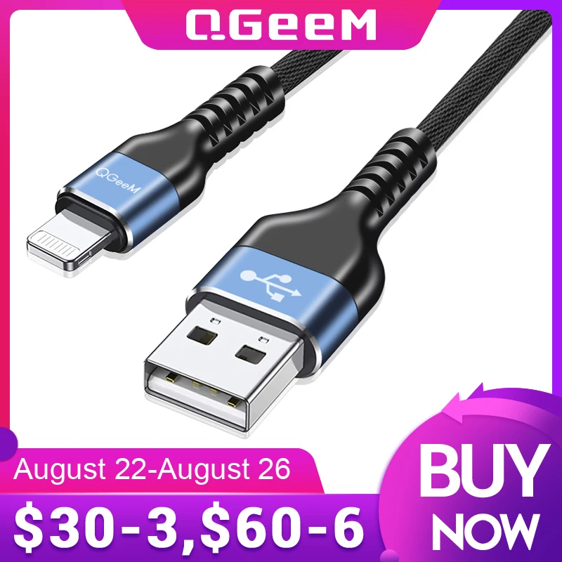 USB-кабель QGeeM MFi для iPhone 12 Pro Max X XR 11 8 7 Plus быстрая зарядка с разъемом Lightning 2 4 А