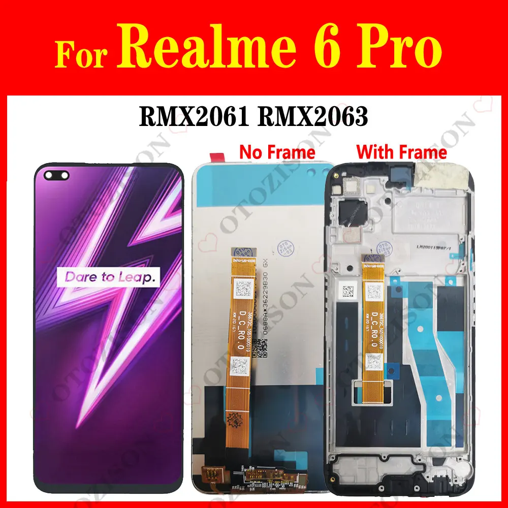 ЖК-дисплей 6,6 дюйма для OPPO Realme 6 Pro с рамкой RMX2061 RMX2063, сенсорный датчик, дигитайзер в сборе, сменные ремонтные комплекты
