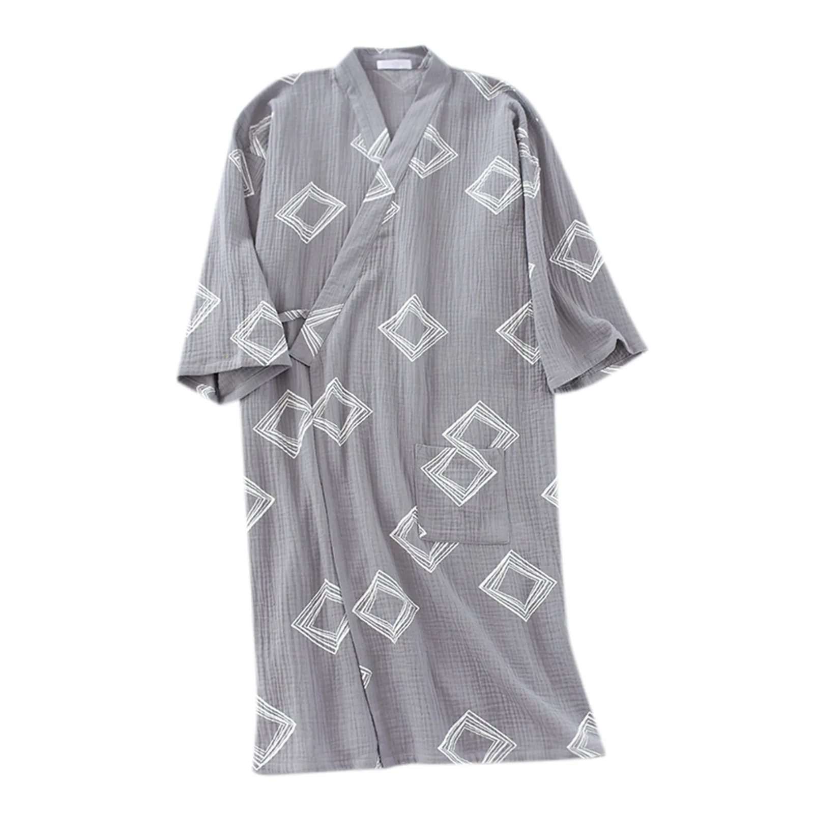 

Men's Cotton Thin Double Washed Crepe Japanese Cardigan Steam Absorbent Robe Robe Robe