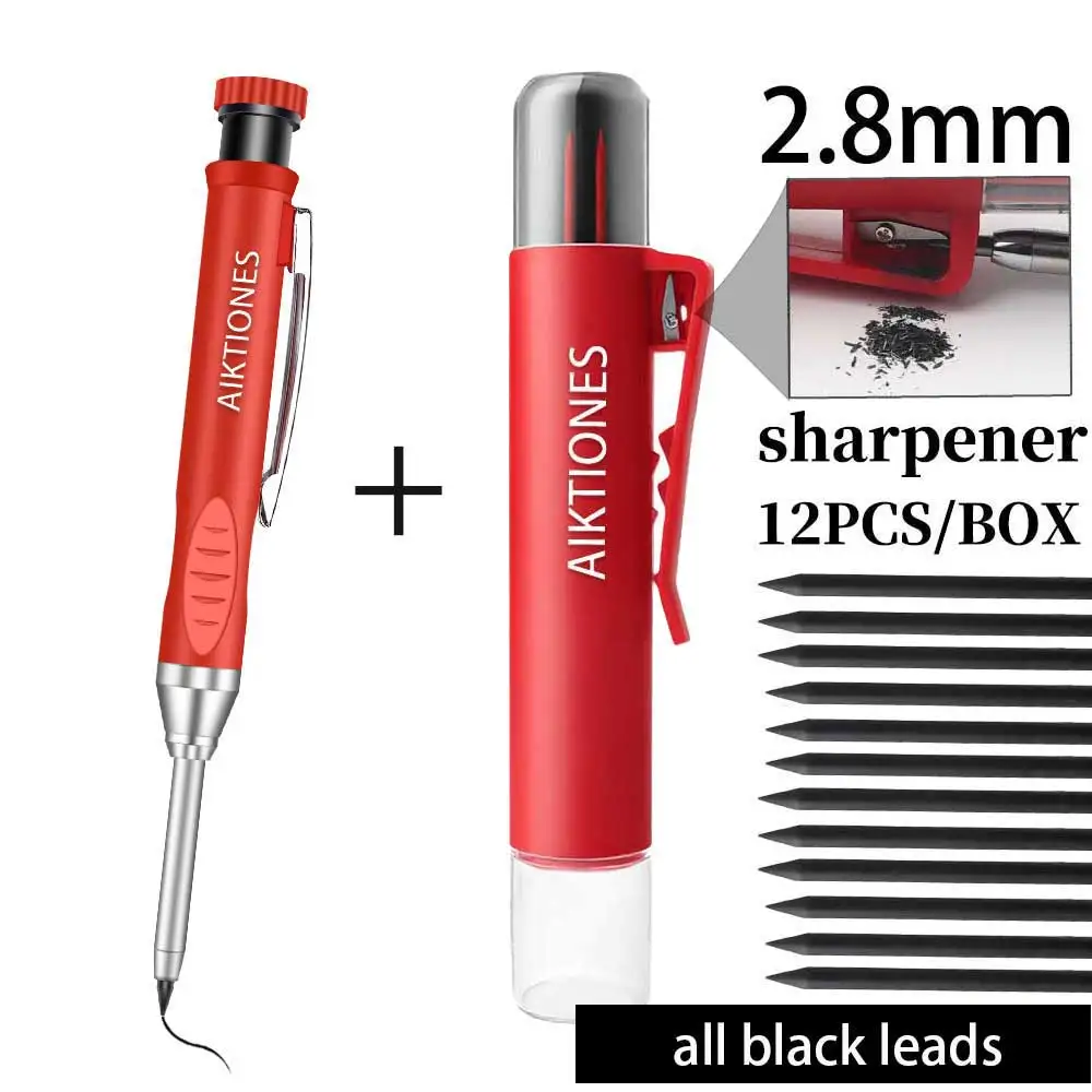 

Автоматический карандаш 2,8 мм с точилкой и набором стержней для плотниковых карандашей из 12 предметов, строительные деревообрабатывающие карандаши