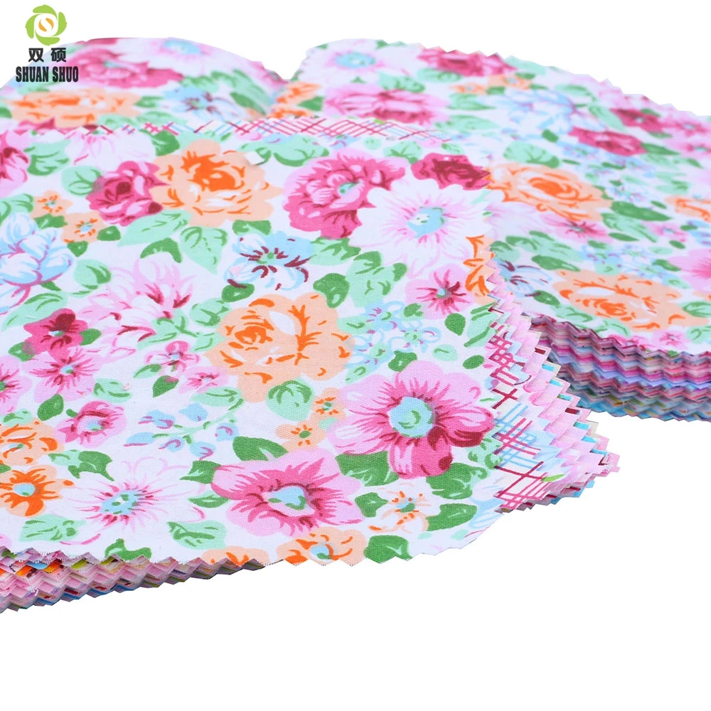 ShuanShuo No Repeat Random Design Printed Floral Cotton Quilting Squares Fabric for Sewing Tissue to Patchwork,Quilting Bundles
