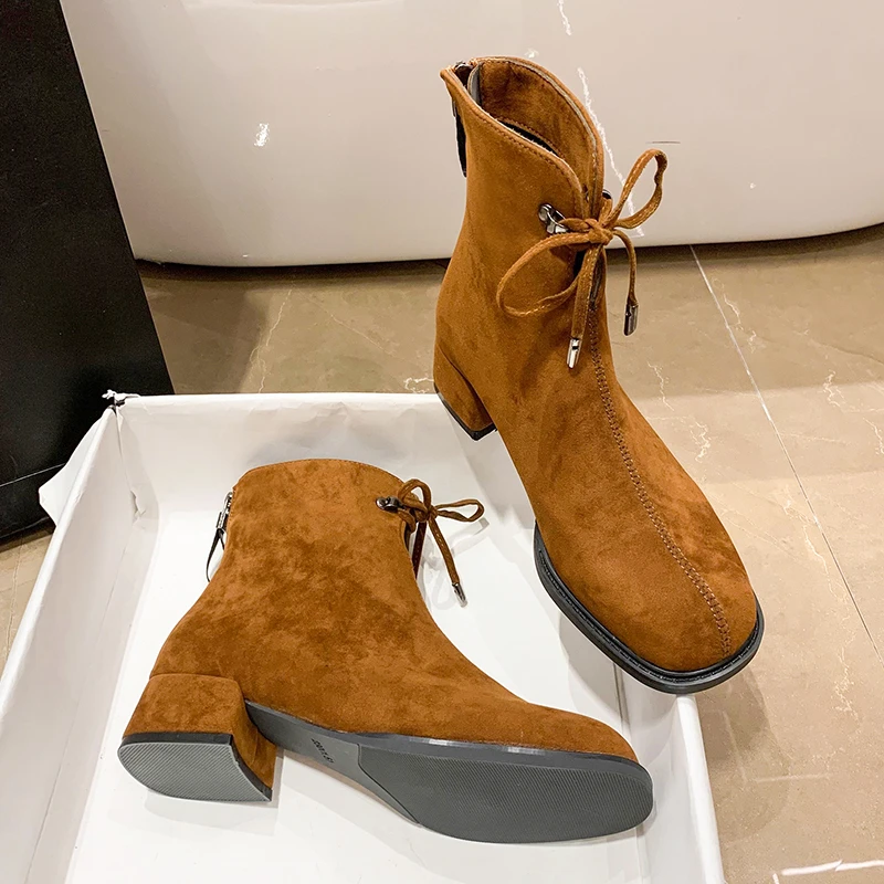 

Новые модные Демисезонные женские ботильоны на низком каблуке, женские короткие ботинки, туфли-лодочки на высоком каблуке