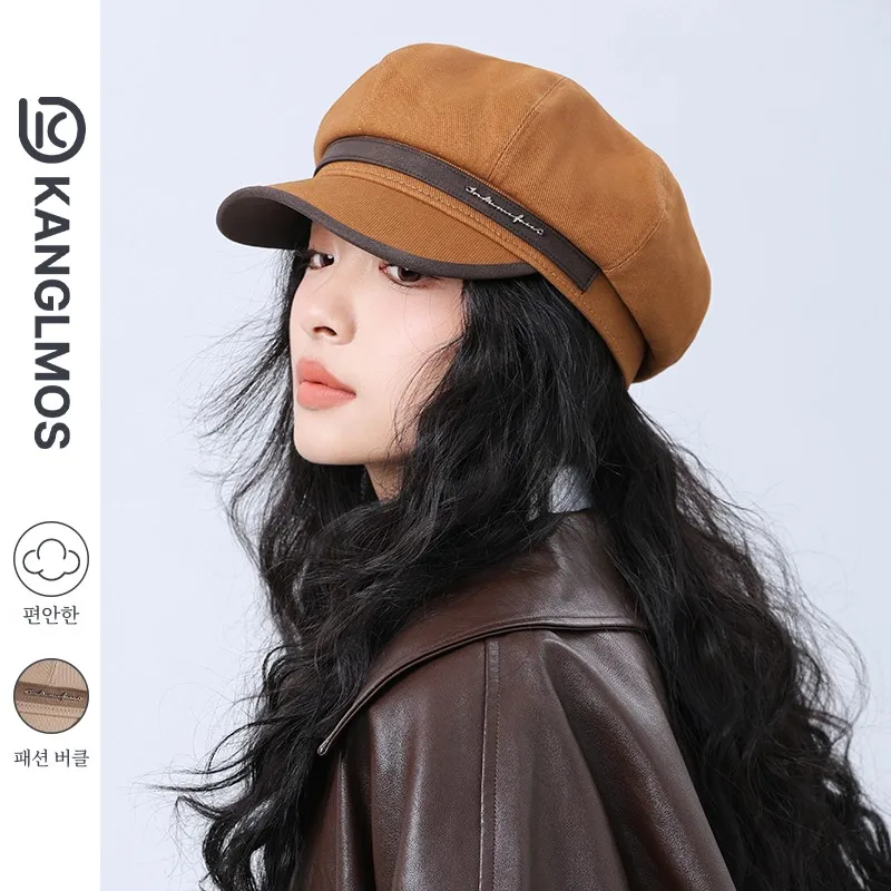 Женский берет-кенлмос весенне-осенний универсальный черный цвет восьмиугольная