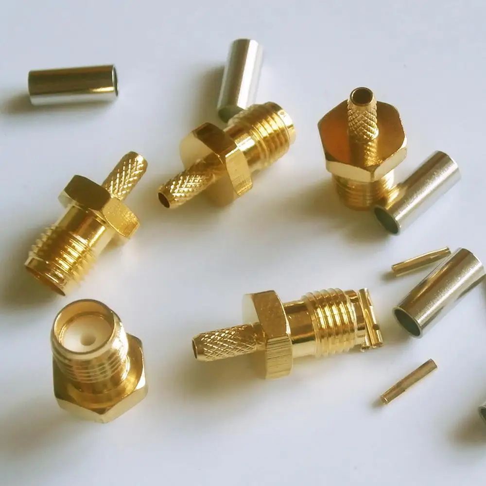 

10X Pcs RF Connector Socket SMA Female Jack Crimp for RG316 RG174 RG179 LMR100 Cable Plug Gold High-quality Plated Coaxial