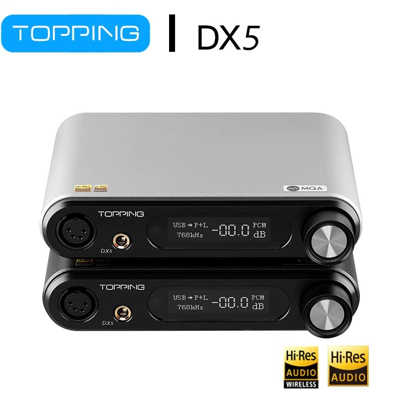 

TOPPING DX5 ES9068AS*2 Audio DAC Bluetooth LDAC DSD512 768KHZ 32Bit MQA DAC Amp XMOS XU216 NFCA Headphone Amplifier 1800mW*2